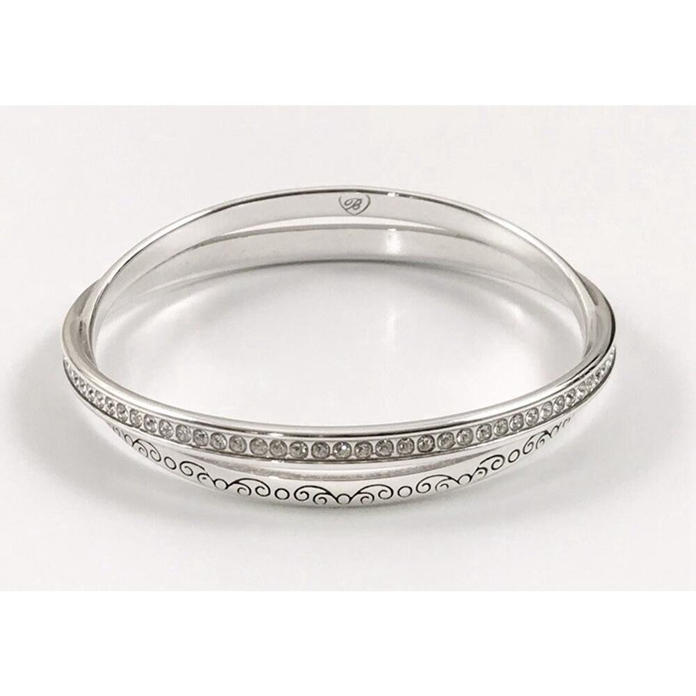 Brighton Neptune’s Rings Double Bangle Bracelet Silver Crystal RETIRED.